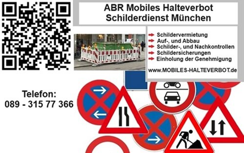 Mobiles Halteverbot in München: Halteverbotsbeschilderung mit Weghebesicherung.